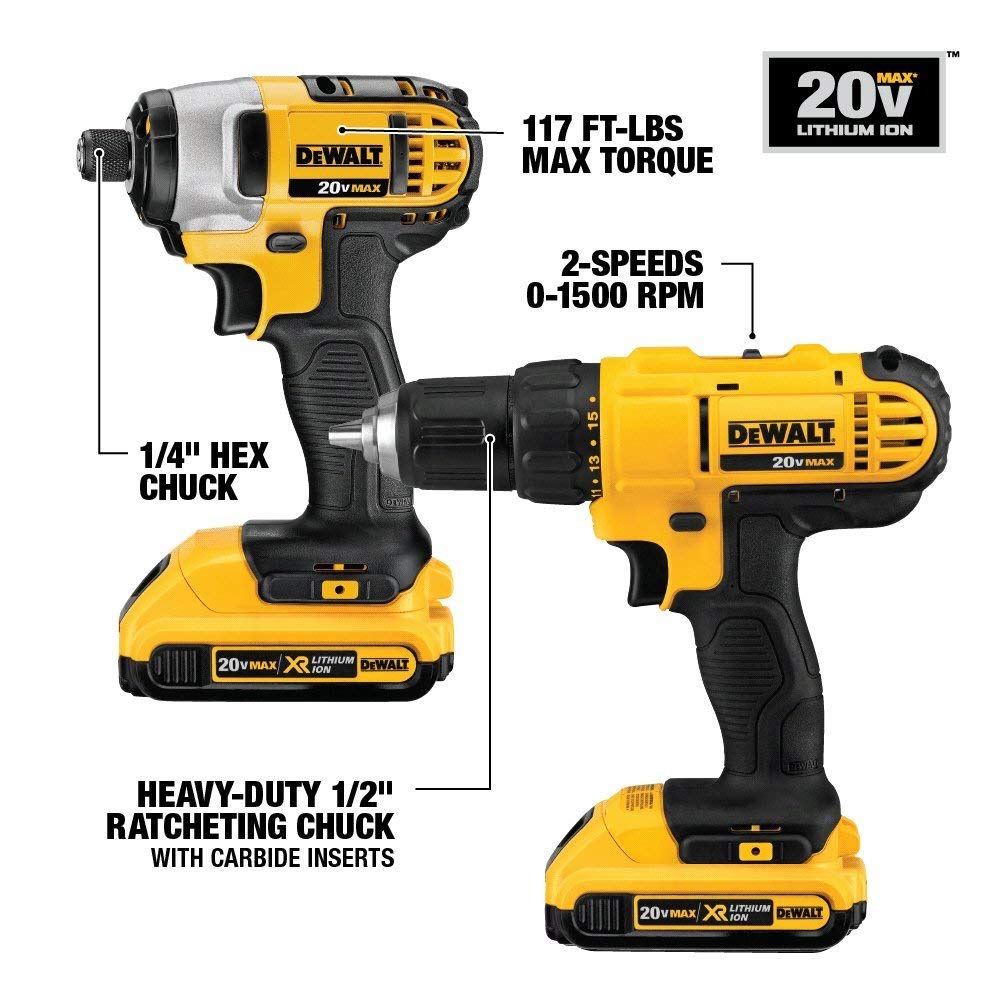 Dewalt DCK1020D2R 20V MAX Lithium-Ion Cordless 10-Tool Combo Kit (2 Ah) (Renewed) DEWALT