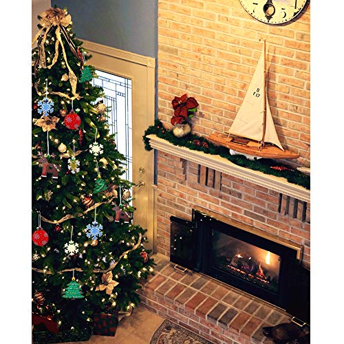 Hidreas 40 Pcs Wooden Ornaments Unfinished Christmas DIY Ornaments Craft Kit, Christmas Wood Ornaments with Bells, Wax Rope and Rhinestone Stickers Hidreas