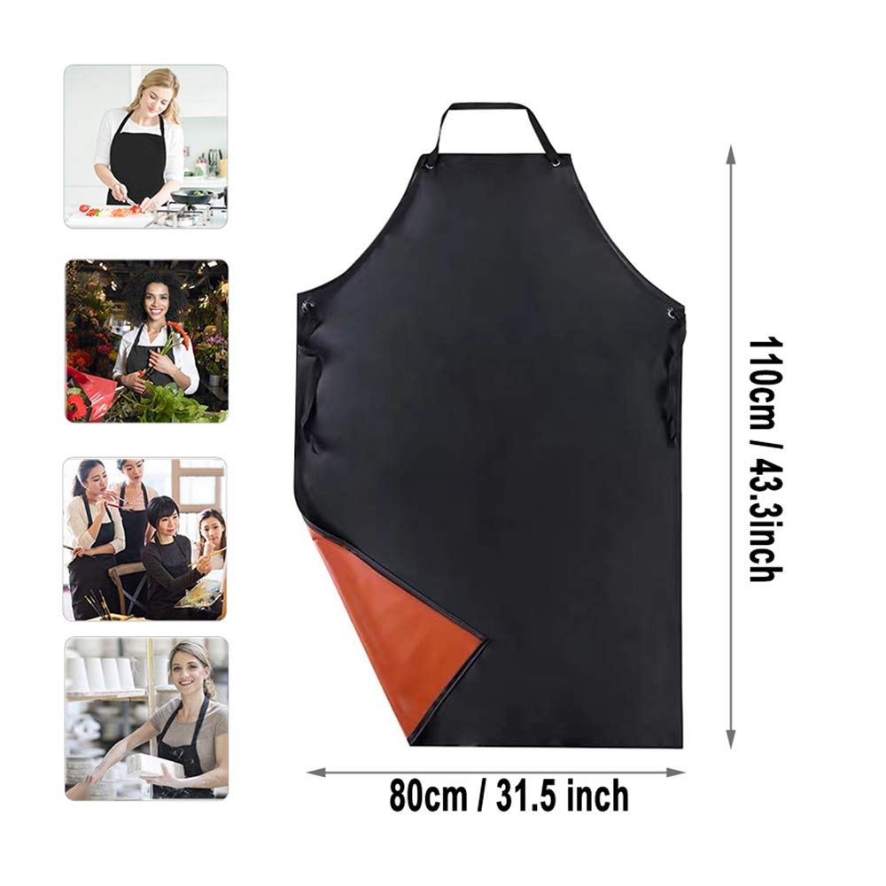 Waterproof Apron Rubber Vinyl, Heavy Duty 43" x 31" Plastic Apron Keeps You Clean and Dry When Dishwashing, Lab Work, Butcher, Dog Grooming, Cleaning Younber