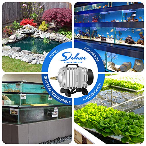 Simple Deluxe LGPUMPAIR38 602 GPH 18W 38L/min Adjustable Flow Outlets Airline Tubing 25 Feet for Aquarium, Pond, Hydroponics Systems Air Pump, 1 Pack Simple Deluxe