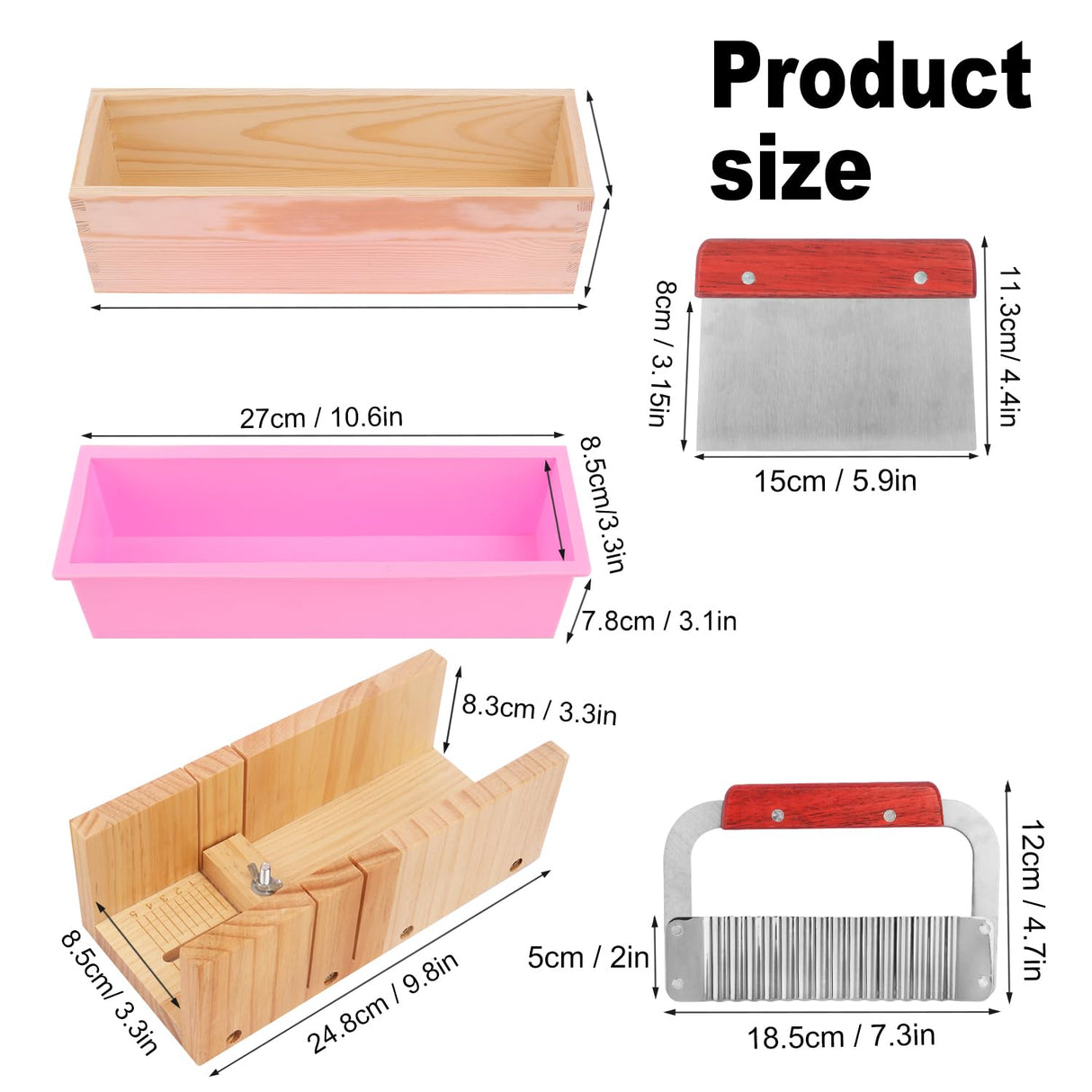 Premium Soap Making Kit with 42oz Silicone Molds & Wooden Box & Two Cutter, Complete Crafting Set for Pour or Cold Process Soap, by GNIEMCKIN GNIEMCKIN