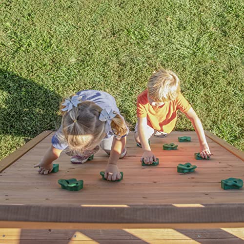 Backyard Discovery Endeavor All Cedar Wood Swing Set Playset for Backyard with Large Clubhouse Wave Slide Rope Ladder Rock Climbing Wall Wave Slide 2 Backyard Discovery