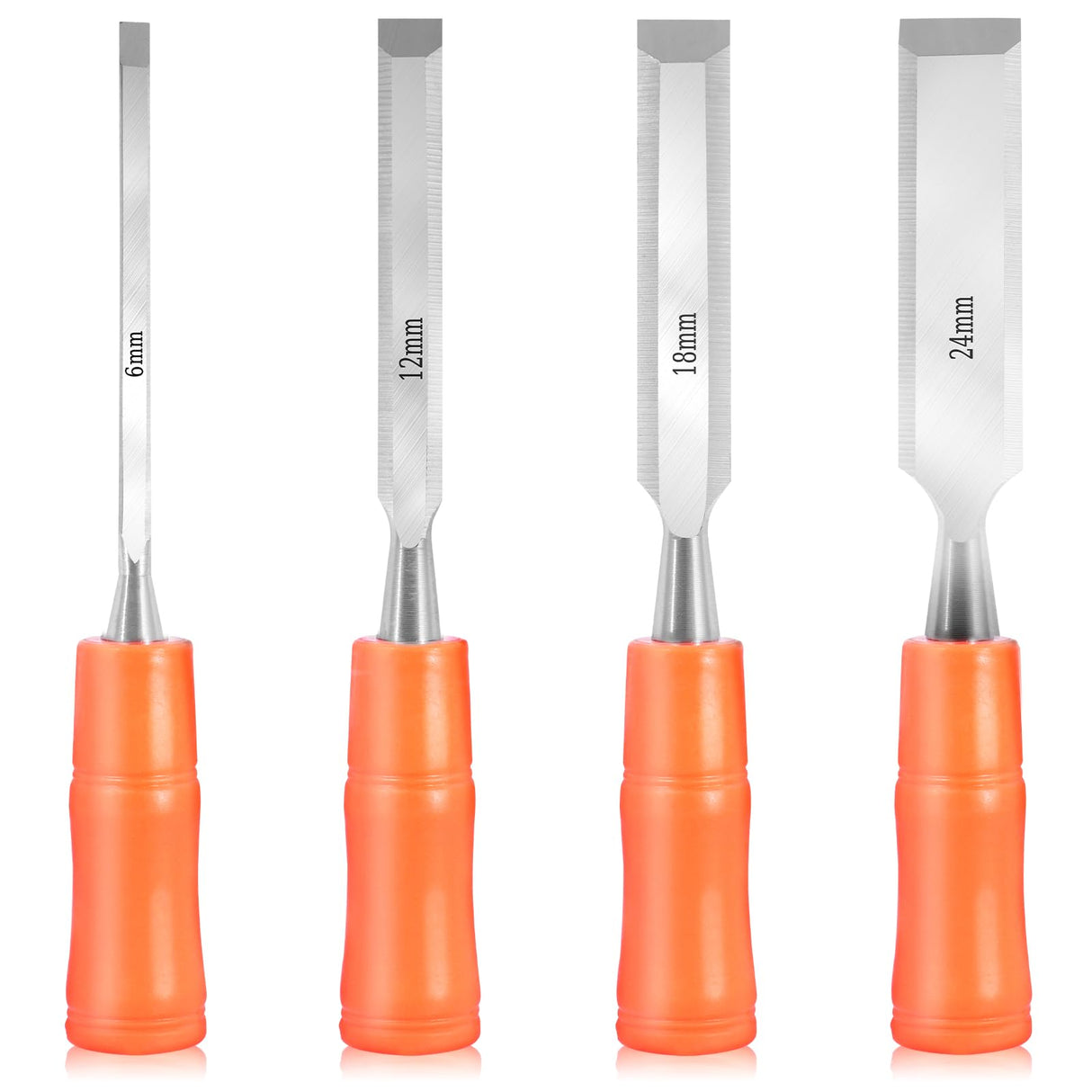 FALESOUL 4 Piece Wood Chisel Sets Woodworking Tools Set, Wood Chisels with Beveled Blade 6/12/18/24mm Sturdy Carpenter Chisel Hand Tool for Softwood FALESOUL