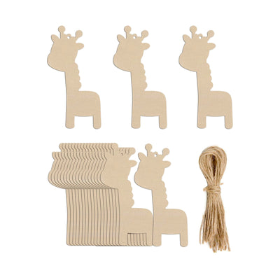20pcs Giraffe Shape Wooden Cutouts DIY Crafts Embellishments Cute Giraffe Unfinished Wood Gift Tags Ornaments for Wedding Birthday Baby Shower