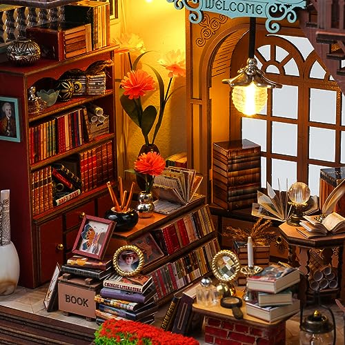 DIY Miniature Dollhouse Kit, Tiny House Model with LED Light, Dust Proof Cover, 3D Wooden Puzzle for Adults, Creative Handmade Crafts Home Decor Hallisun