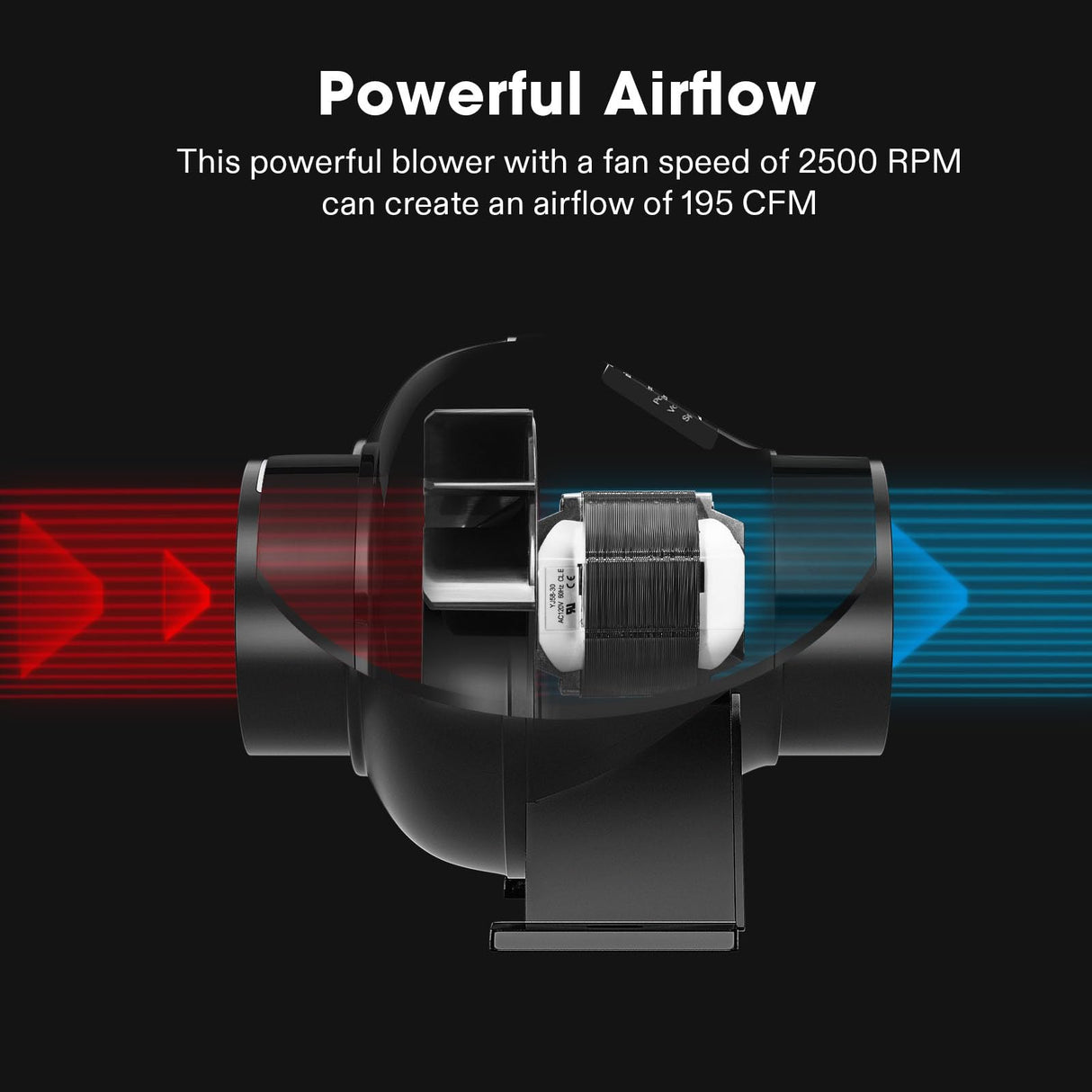 VIVOSUN D4 4 Inch 195 CFM Inline Duct Ventilation Fan HVAC Vent Blower for Hydroponics Grow Tent VIVOSUN