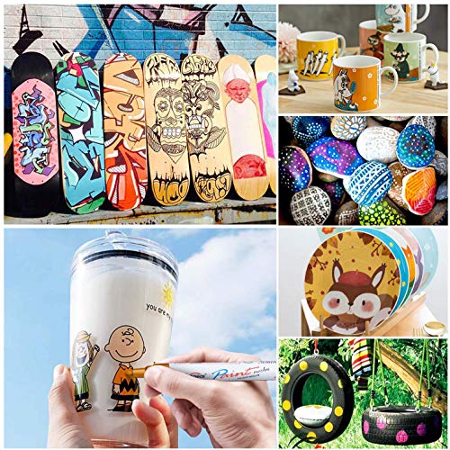 Paint Pens, Markers on Almost Anything Never Fade Quick Dry and Permanent, Oil-Based Waterproof Paint Marker Pen Set for Rocks Painting, Wood, TFIVE