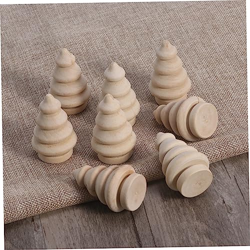 VILLCASE 20pcs Wooden Unfinished Tree Wood Xmas Tree Sculpture Christmas Unpainted Peg Doll Wood Christmas Ornament Unfinished Wood Toys Cake Topper VILLCASE