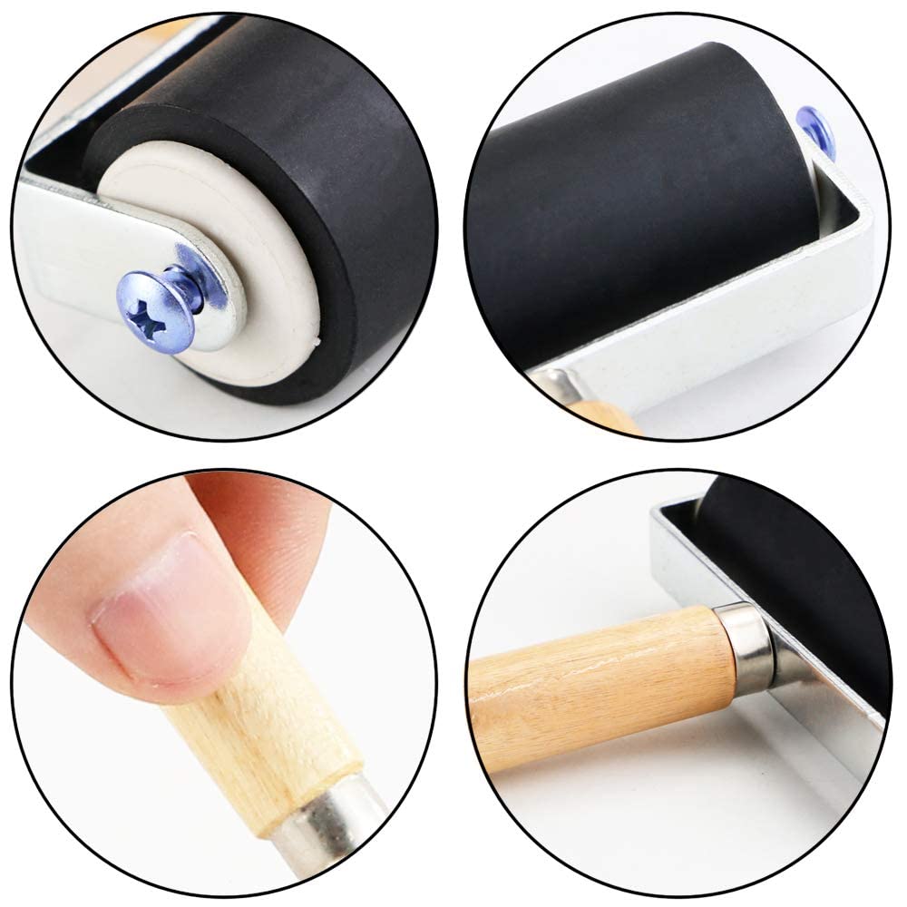 3 Pack Rubber Roller - Brayer Rollers with 3 Size for Crafting Brayer Rollers for Printmaking Brayer Tool Paint Brush Ink Applicator Art Craft Oil COEAYO