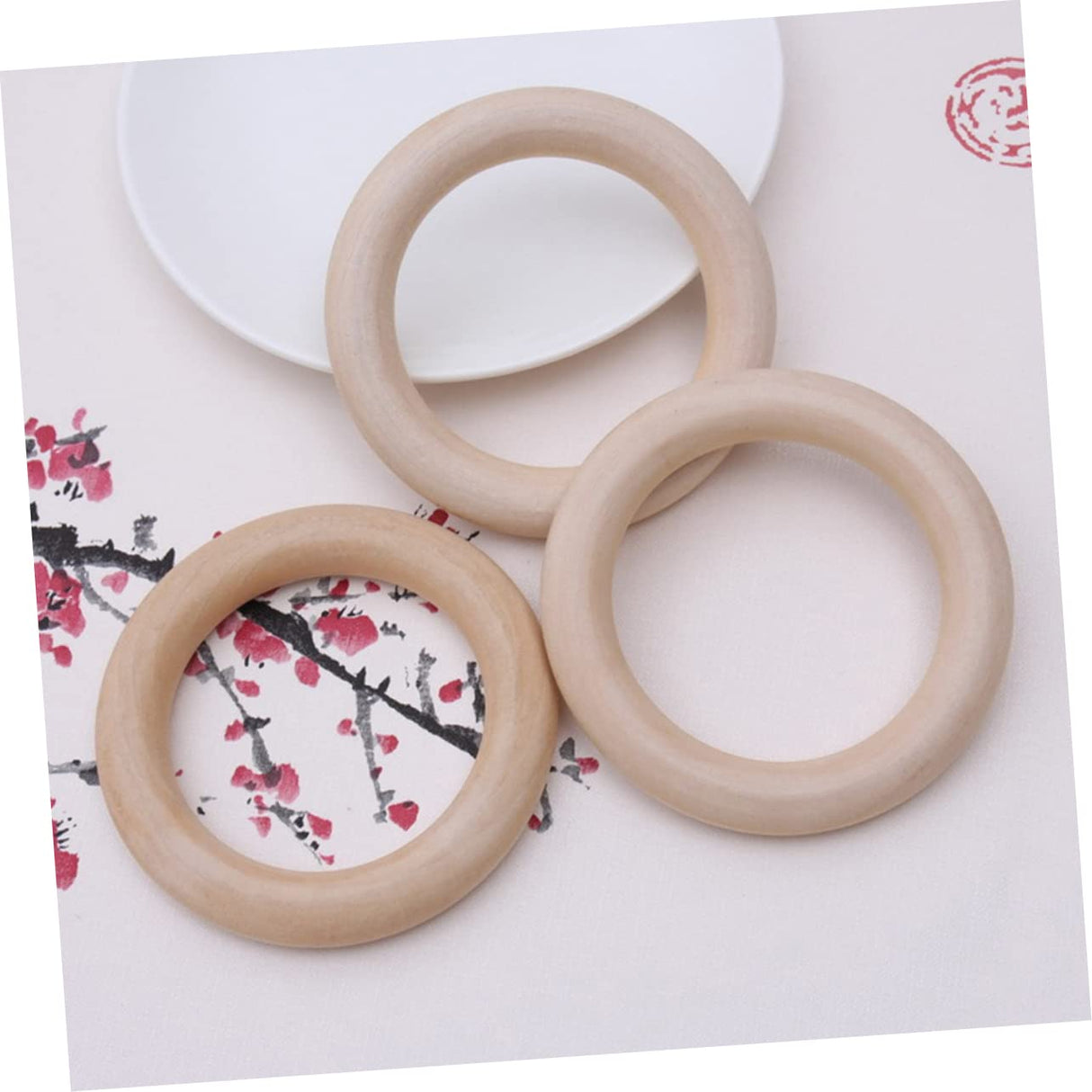 Toyvian 20 Pcs Kids Wooden Toys Kids Educational Toys Baby Kit Unfinished Wooden Rings DIY Baby Teething Ring Rustic Baby Gym Rings Bamboo Baby Toyvian