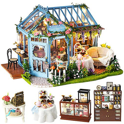 CUTEBEE Dollhouse Miniature with Furniture, DIY Dollhouse Kit Plus Dust Proof and Music Movement, 1:24 Scale Creative Room for Valentine's Day Gift