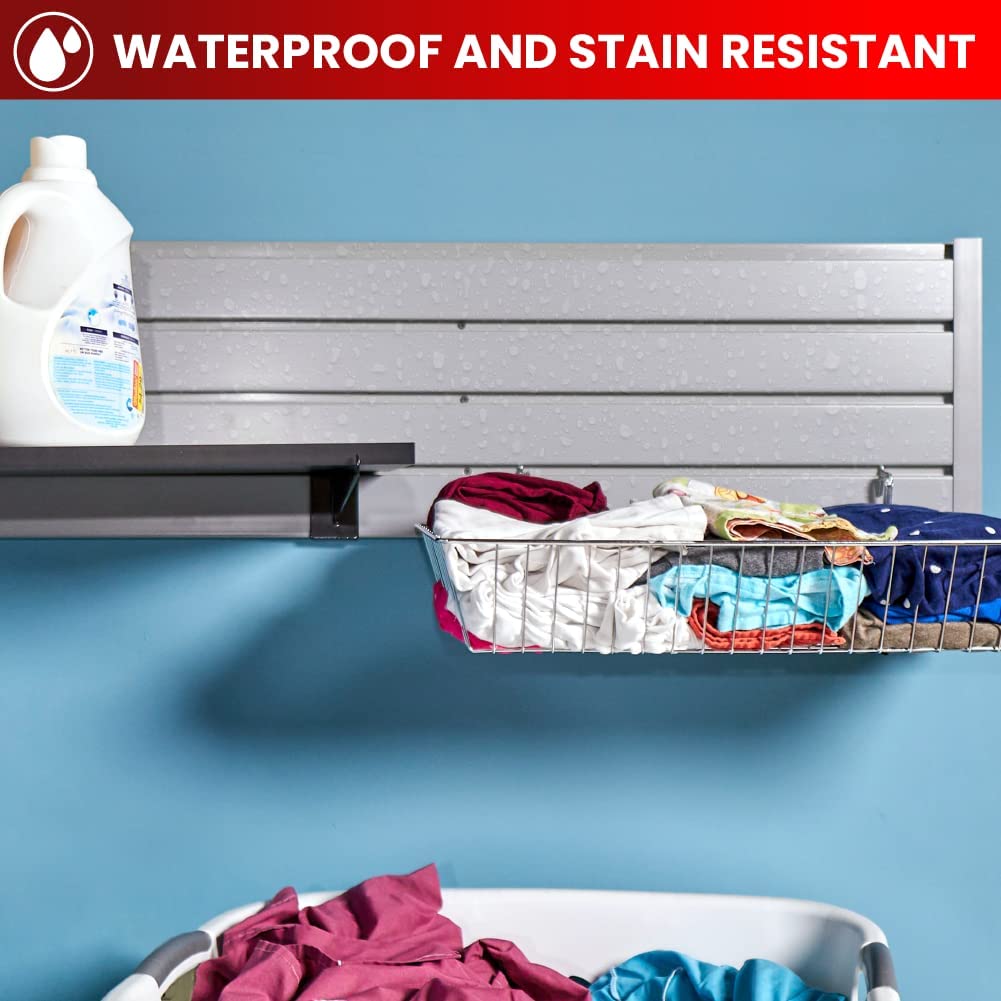 Slatwall Panel Garage Wall Organizer: Heavy Duty Wall Mounted PVC Wall Rack, Interlocking Slat Wall Paneling for Garage Wall Storage, Slatwall Board, DLDIRECT