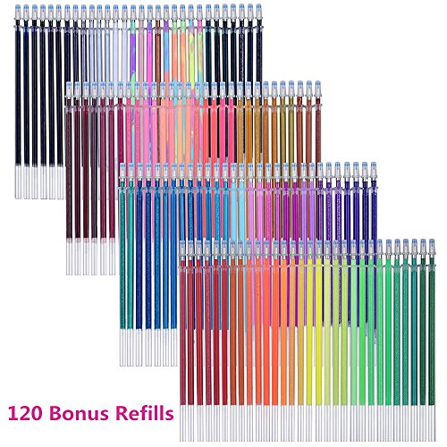 Gel Pens,Tanmit Gel Pens Set, 120 Colored Gel Pen plus 120 Refills for Adults Coloring Books, Drawing, Art Projects (No Duplicates) TANMIT