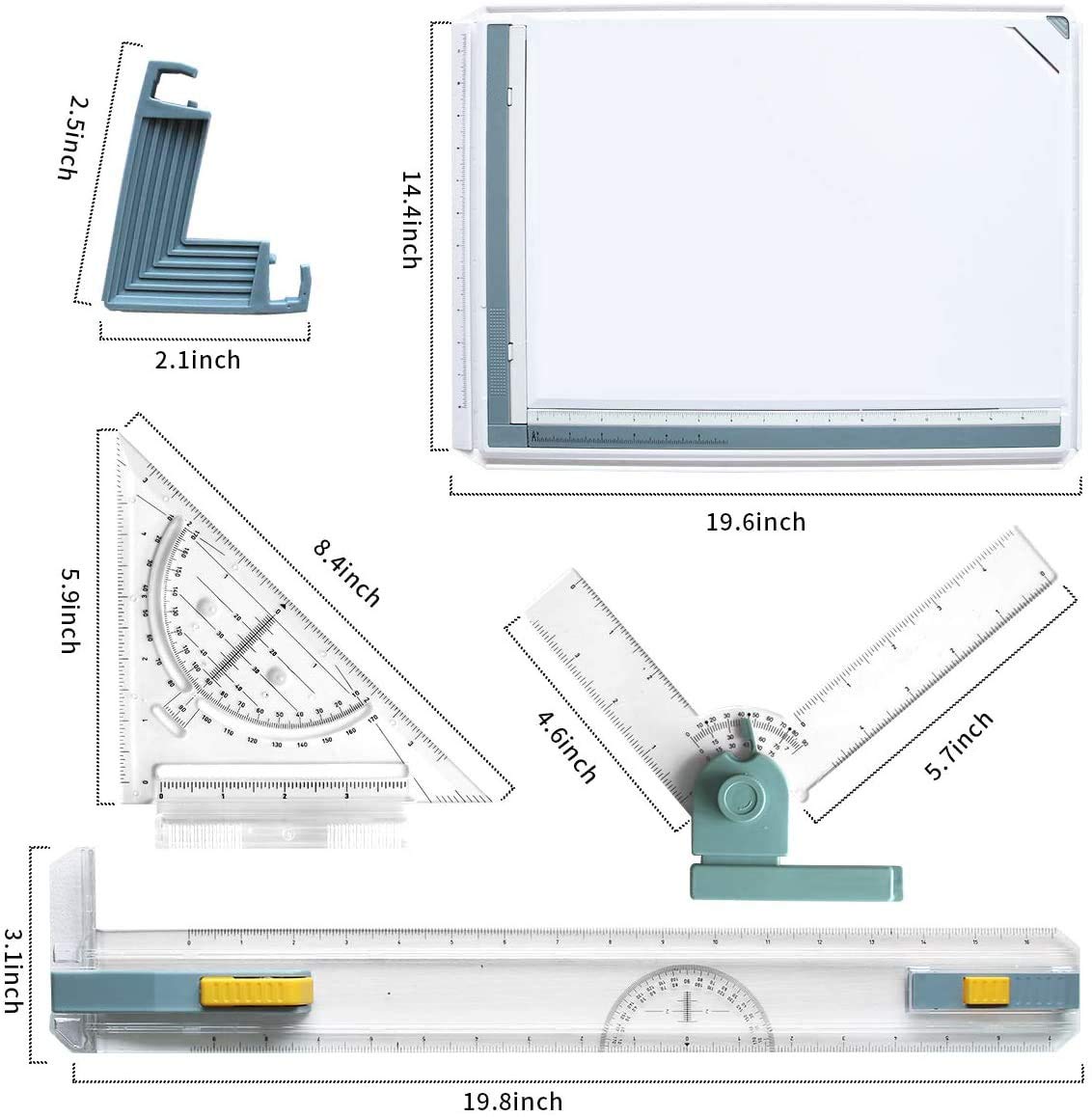 Frylr Inch A3 Drawing Board Drafting Table Multifunctional Drawing Board Table with Clear Rule Parallel Motion and Angle Adjustable Measuring System Frylr