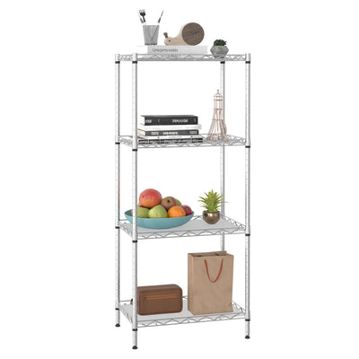 BestOffice 4-Shelf Adjustable Storage Shelving Unit Metal Rack Wire Shelf 600Lbs Capacity with 4 PP Sheets 18L x 12W x 44H for Laundry Bathroom