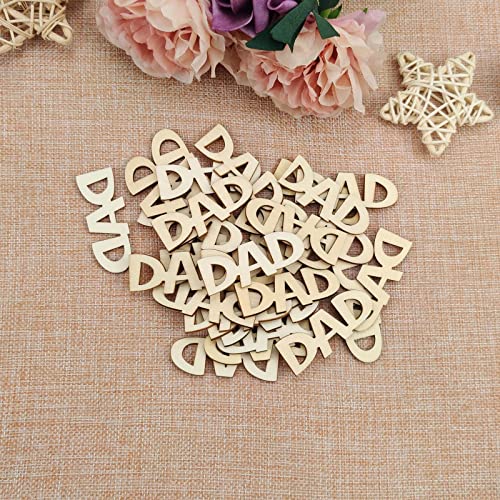 30 Pcs Little DAD Wood Crafts DIY Cutout Wooden Slices Embellishments Gift Unfinished Wood Ornaments for Happy Father's Day Daddy's Birthday Party Creaides