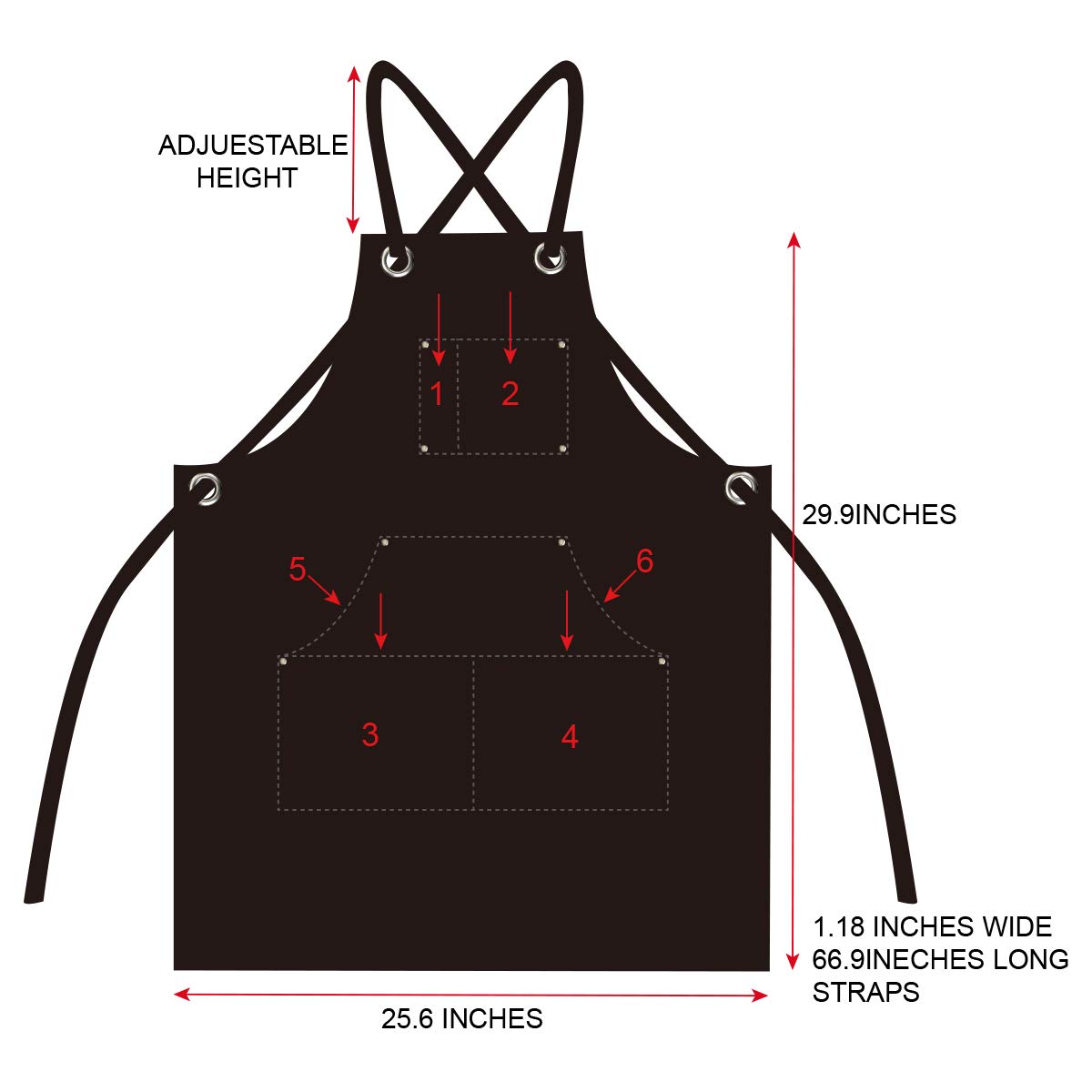 ETBOL 16 Oz Canvas Apron for Men - Black Heavy Duty Work Apron for Carpenters,Woodworkers,Blacksmith,BBQ,Gardener, workshop ETBOL