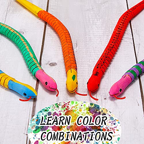 12 Inch Wooden Snakes Unfinished Wooden Wiggly Snakes Jointed Flexible Wood Snake to Paint Blank Canvas Animal Model Crafts for Arts and Crafts, Gejoy