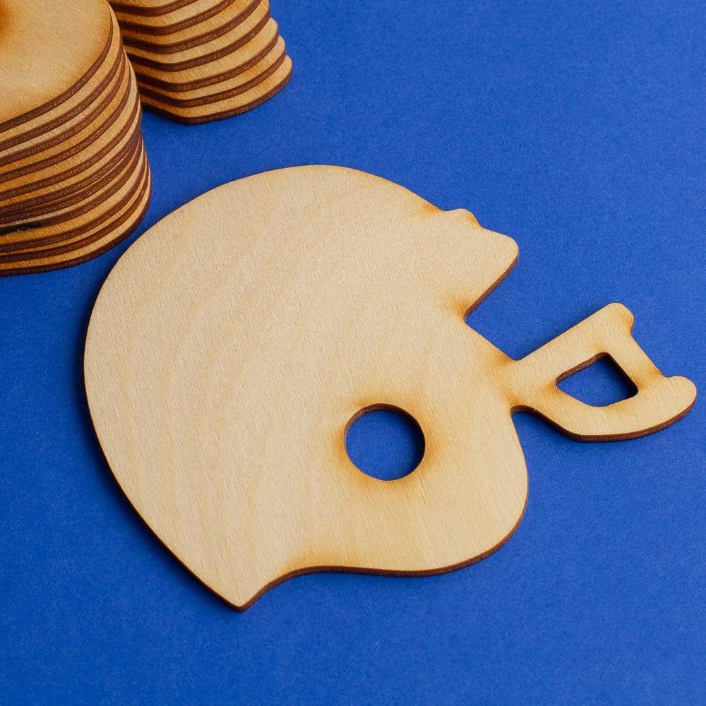 Pack of 24 Unfinished Wood Football Helmet Cutouts by Factory Direct Craft - Blank Wooden Sports Team Banquet Mascot Cheerleader Art and Craft Factory Direct Craft