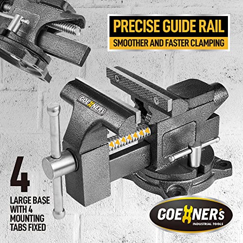 Bench Vise, 4-1/2" Vice for Workbench, Utility Combination Pipe Home Vise with Heavy Duty Forged Steel Construction, Swivel Base Table Vise for Kitvance