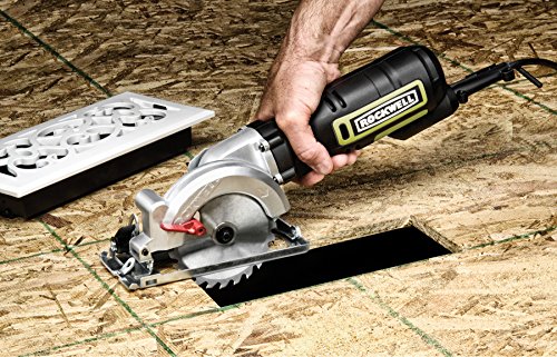 Rockwell 4-1/2” Compact Circular Saw, 5 amps, 3500 rpm, with Dust Port and Starter Kit– RK3441K , Black Rockwell