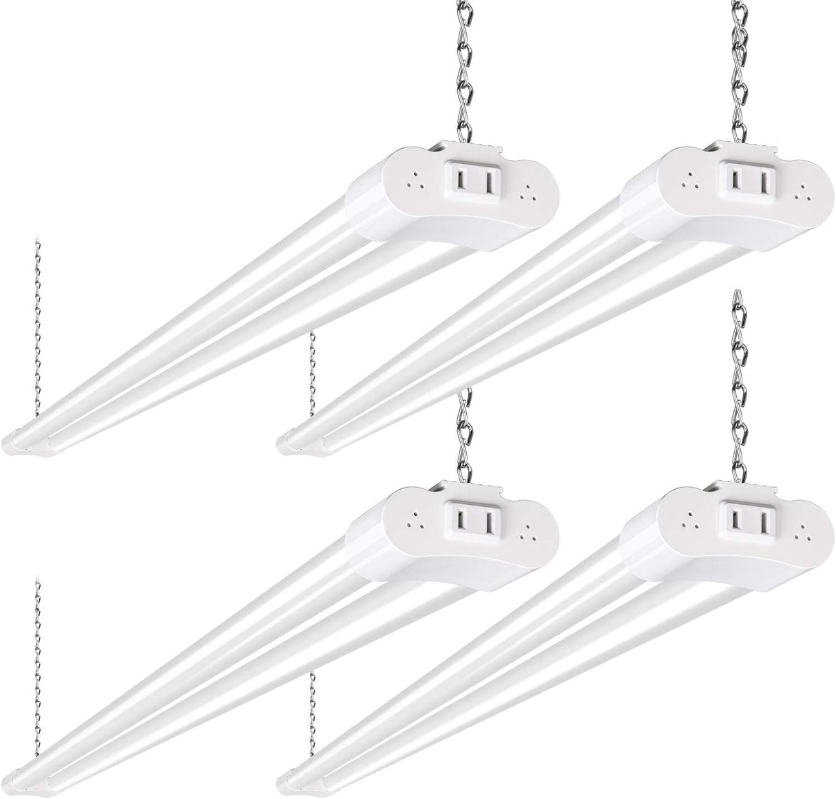 4 Pack 4FT LED Shop Light Linkable, 4400lm, 42w(250w Equivalent), 5000K Utility Shop Lights, Hanging or Flush Mount, with Power Cord and On/Off hykolity
