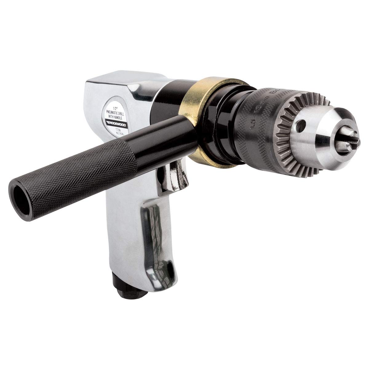 Eastwood Rockwood 1/2 in. Pneumatic Air Drill Reversible Gun Drill Variable Speed Drilling Tool Engraving Grinder 360 Degree Reversible Dead Handle Eastwood