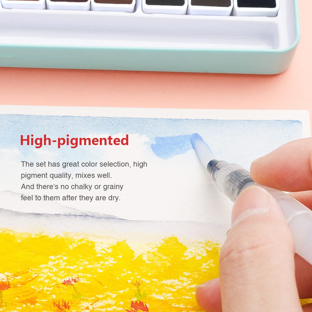 Bundle of MeiLiang Watercolor Paint Set, 36 Vivid Colors in Pocket Box with Arrtx 30 Colors Acrylic Paint Pens for Rock Painting LIGHTWISH