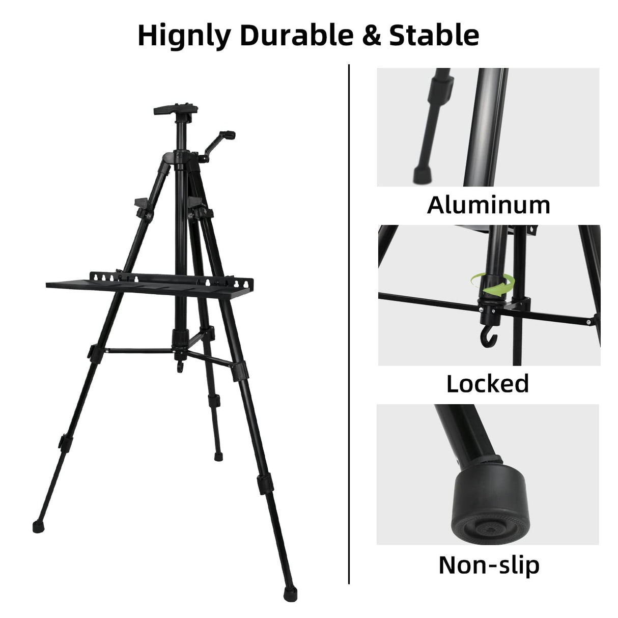 NewZeal Artist Easel Stand Painting Stand Art Easel, 20"to 61" Art Easel for Painting Canvase & Displaying, Aluminum Adjustable Height Display Tripod Newzealkids