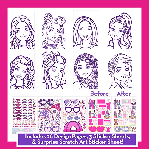 Horizon Group USA Barbie Makeup Artist Magazine, Create Your Own Hair & Makeup Looks Using 130+ Stencils, 180+ Stickers, Crayons, Pretend Makeup & Horizon Group USA