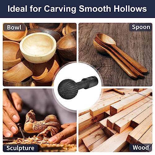 JonPhoe Sphere Rotary Burr with 5/8-11 Threads for 4 1/2" and 5" Angle Grinder, Carbon Steel Ball Gouge Angle Grinder Attachments for Woodworking JonPhoe