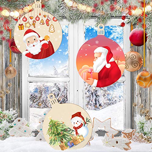 WILLBOND 8 Pcs Wooden Round Cutouts Christmas Hanging Ornaments Large Round Cutouts Star Shape Unfinished Blank Cutouts Christmas Hanging for WILLBOND