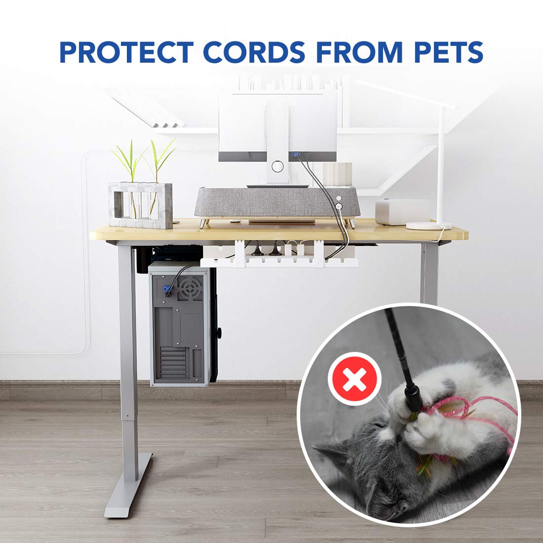 FLEXISPOT Under Desk Cable Management Tray, Metal Raceway Wires Cable Tidy Organizer, Office and Home Cable Tray Use for Standing Desk (Black) FLEXISPOT