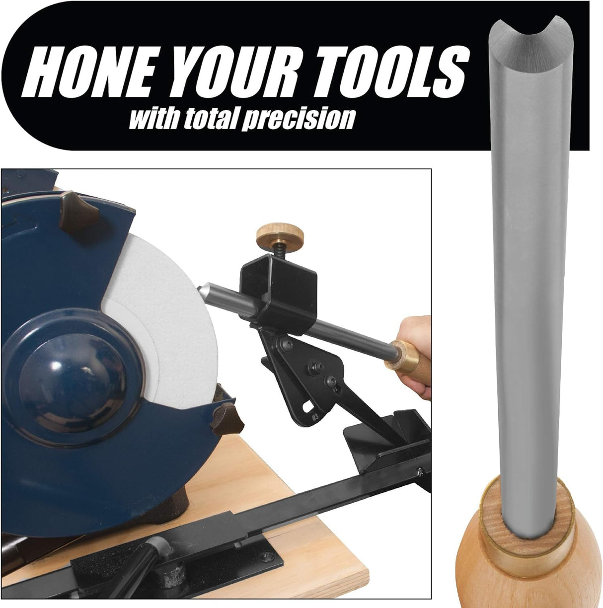 Pro Grind Sharpening System for 8 Inch Grinders to Sharpen Lathe Turning Tools, Chisels, Skews, Bowl Spindle Gouges • Includes Setup Blocks and Quad Peachtree Woodworking Supply
