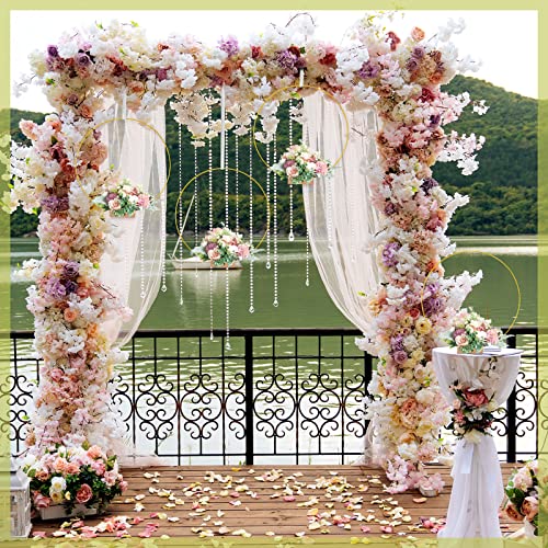 25 Set 12 Inch Metal Floral Hoop Wreath Macrame Large Hoop Centerpiece with Stand Craft Hoop Rings Round Dream Catcher Rings for DIY Wedding Wreath Zhengmy