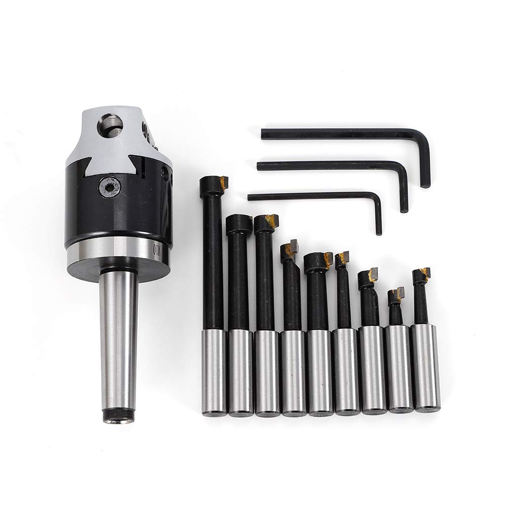 12pcs Precision Boring Head Shank Boring Bar Set F1-12 50mm Boring Head with 9pcs 12mm Boring Bars for CNC Millling Machine Lathe Tool Set HYYKJ-US