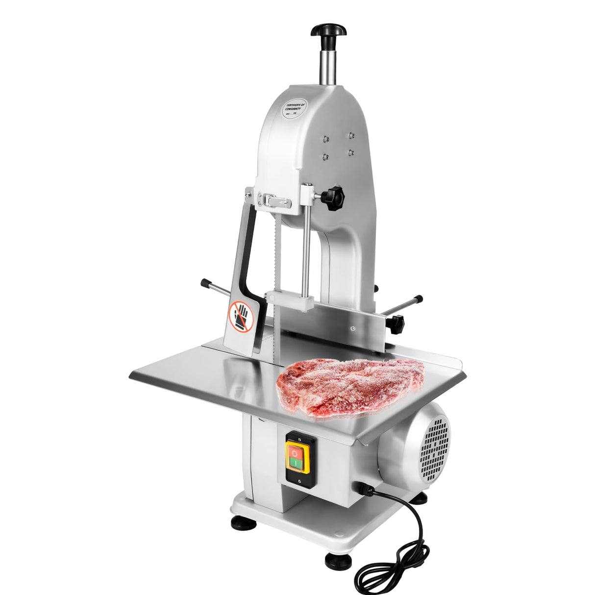 Electric Meat and Bone Saw w/18.7 * 14.96 inche Workbench, 1500W Stainless Steel Commercial Bone Band Saw Machine - 6.3 inches Adjustable Cutting REBaiYU