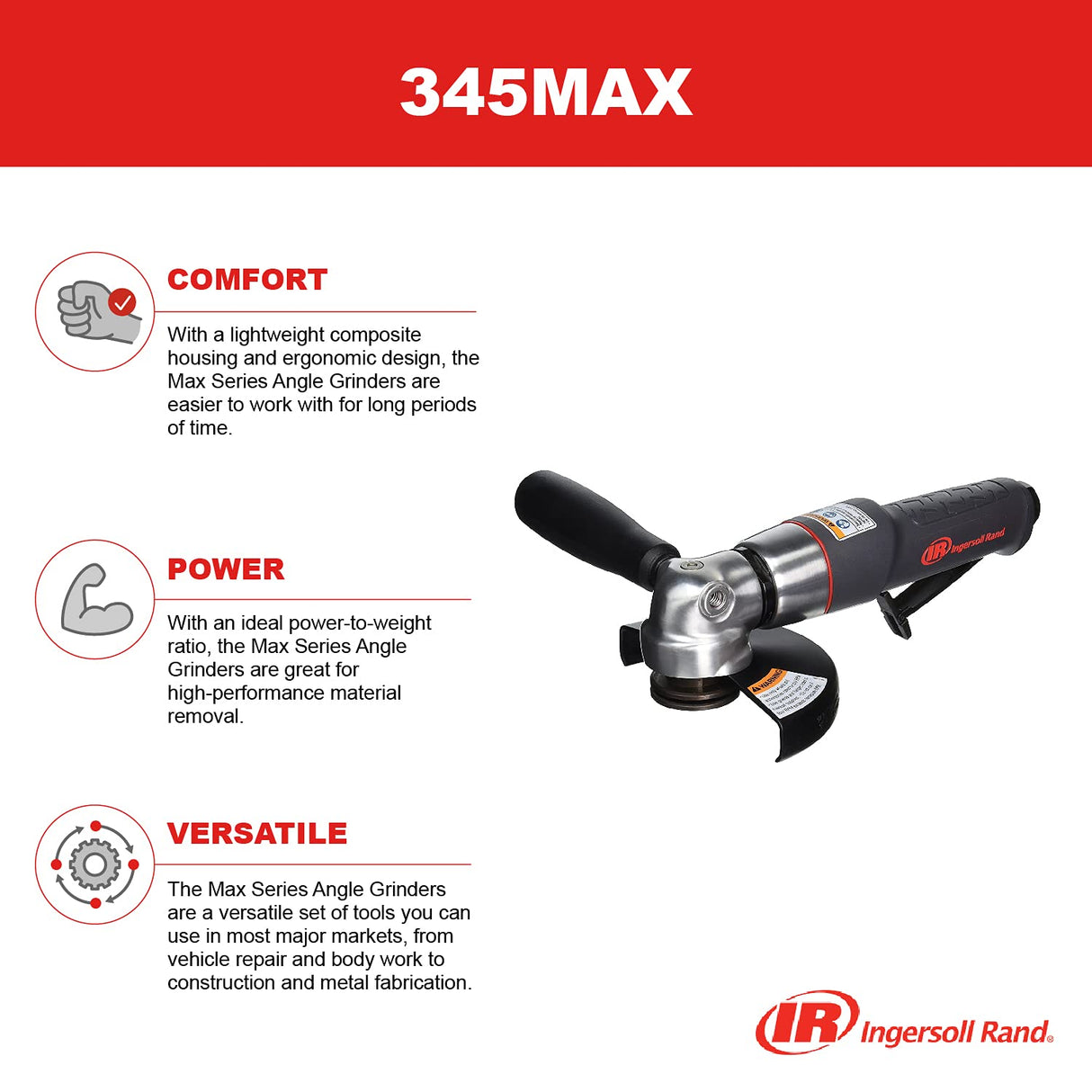 Ingersoll Rand 345MAX 5-Inch Air Angle Grinder,Blue/ Silver Ingersoll Rand