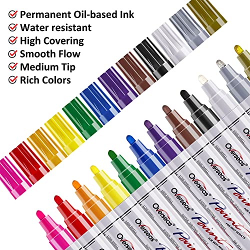 Paint Pens, Markers on Almost Anything Never Fade Quick Dry and Permanent, Oil-Based Waterproof Paint Marker Pen Set for Rocks Painting, Wood, TFIVE