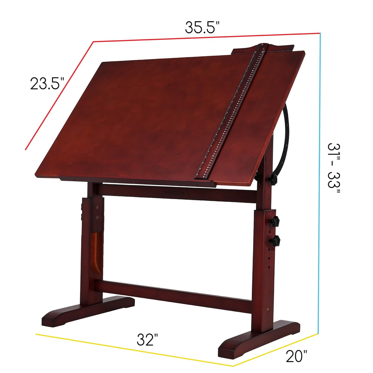 MEEDEN Wood Drafting Table,Artist Drawing Table with Height Adjustable & Tilting Large Surface Tabletop,Studio Painting Table,Art Craft Desk for MEEDEN