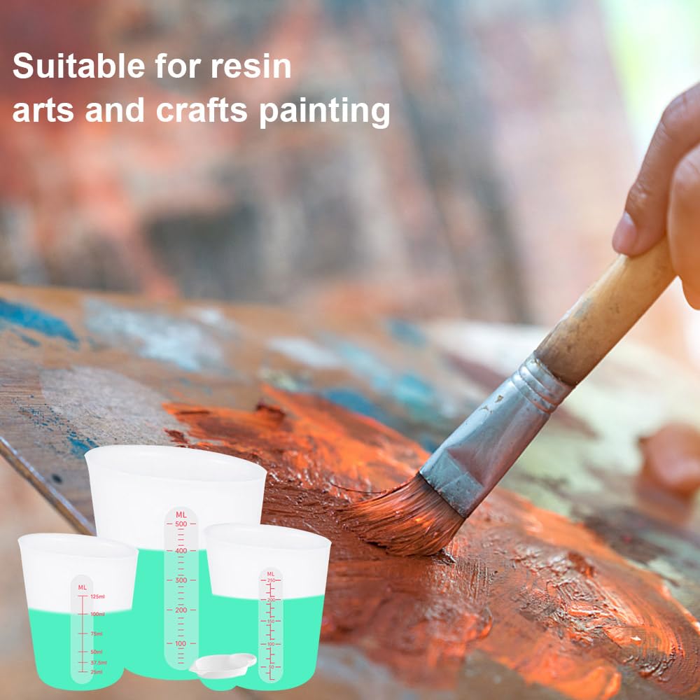 6 pcs Silicone Cup Set, 500ml, 250ml and 125ml for Epoxy Silicone Measuring Cups, Non-Stick Mixing Cups, Casting Molds, Jewelry Making, Silicone Sjubaopen