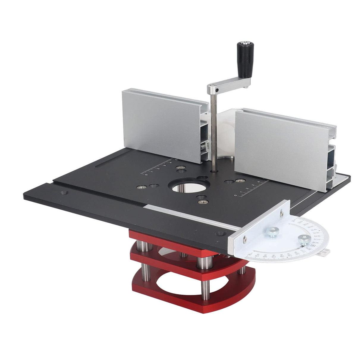 Router Lift Kit, Woodworking Table Base Plate Router Lift with Top Plate Router Lifting Base Slotting Trimming Chamfering Table Top for Engraving, POCREATION