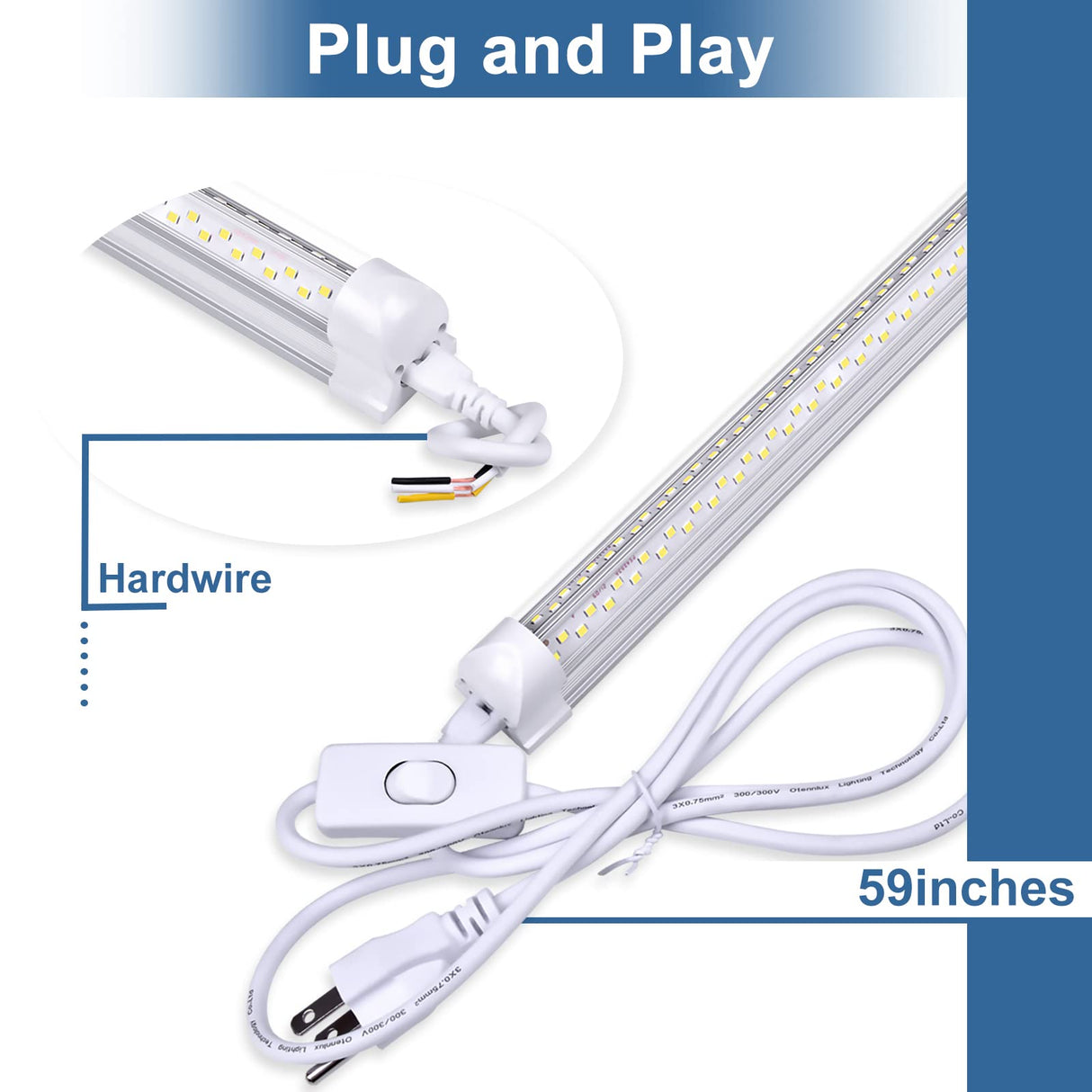 ONLYLUX 8Ft LED Shop Light Fixture - 8 Foot 100W 15000LM 6500K, Linkable with Plug LED Lights for Garage,V Shape, 96" T8 LED Tube Light, Hight ONLYLUX