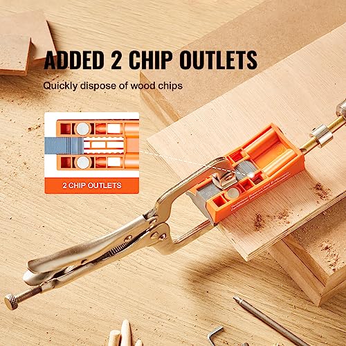 VEVOR Pocket Hole Jig, 56 Pcs Mini Jig Pocket Hole System with 9" C-clamp, Step Drill, Wrench, Drill Stop Ring, Square Drive Bit, and Screws, for DIY VEVOR