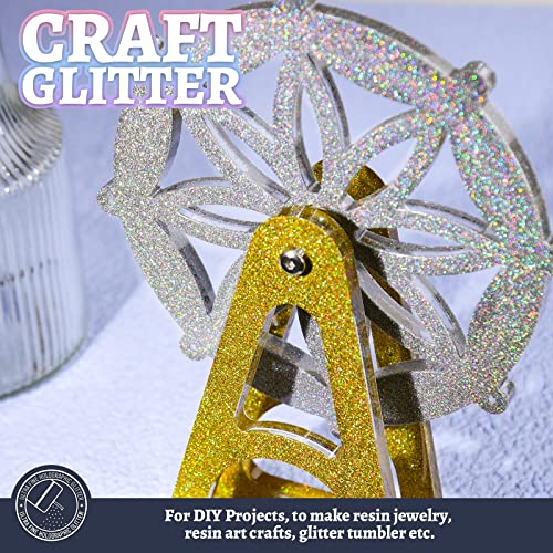 LEOBRO Glitter, Holographic Ultra Fine Glitter, 180G/6.35OZ Silver Glitter, Glitter Powder for Resin, 1/128" Metallic Iridescent Christmas Glitter LEOBRO