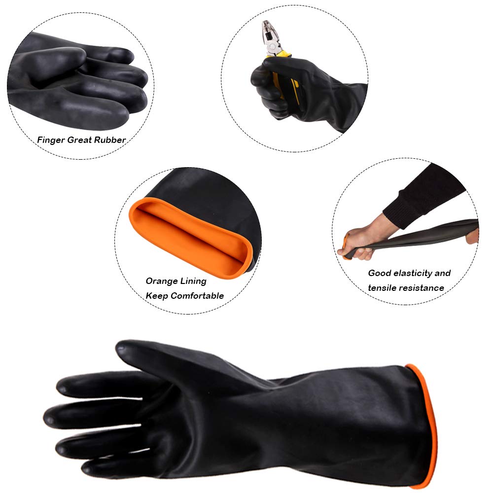 Heavy Duty PU Apron & Latex Gloves, DaKuan Waterproof Resist Strong Acid, Alkali and Oil Apron & Gloves Best for Staying Dry When Dishwashing, Lab DaKuan