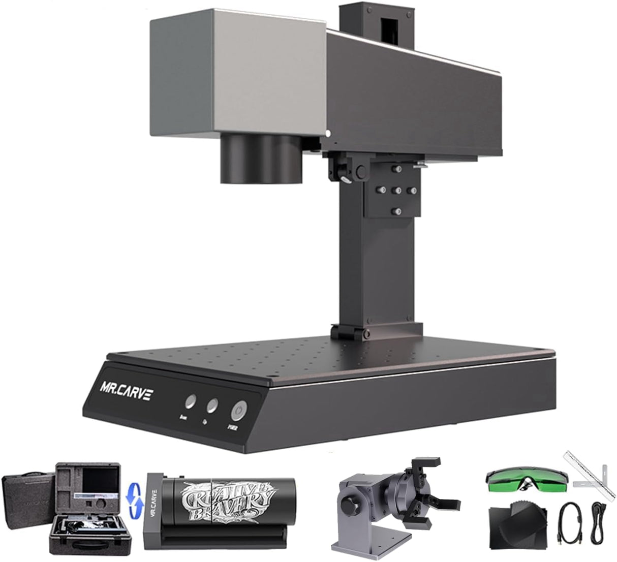 FONLAND M1 Pro Fiber Laser Marking Machine with Rotary, Portable Laser Engraver Engraving Machine with Protective Goggles for All-Metals, Jewelry, FONLAND