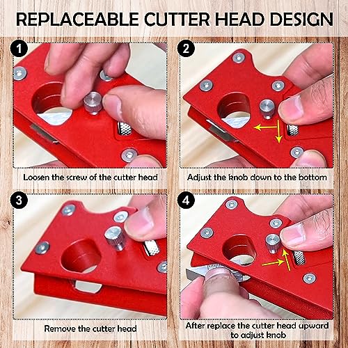 Chamfer Plane, Wood Chamfer Plane with 7 Cutter Heads, Woodworking Edge Corner Flattening Tool with Auxiliary Locator, Woodworking Hand Planer Hesderty