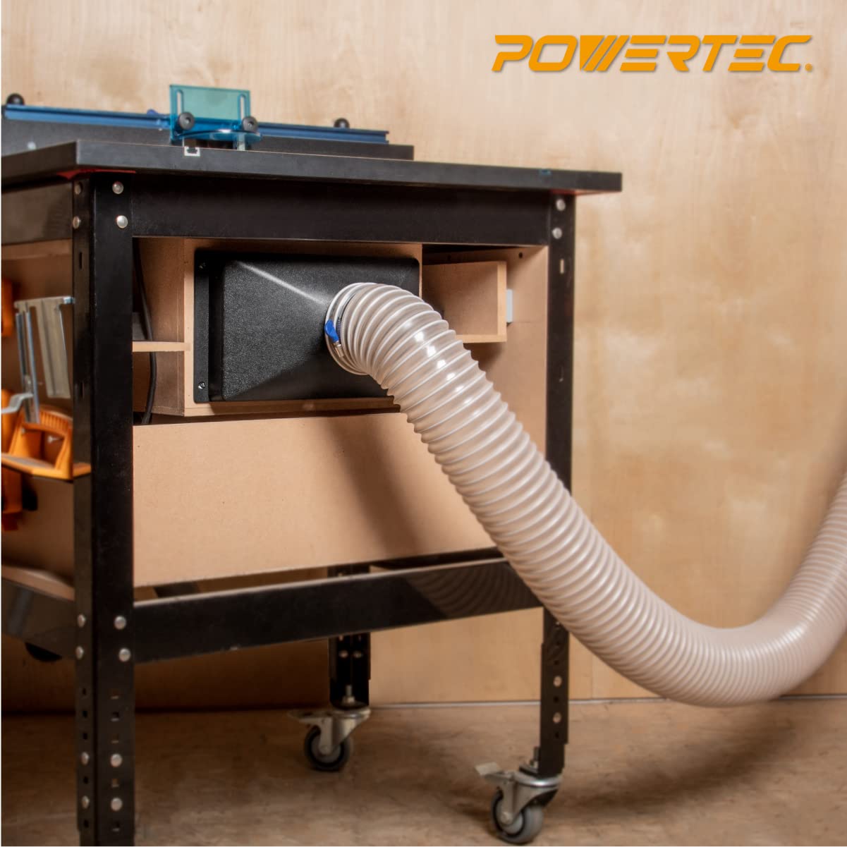 POWERTEC 70169 Mini Gulp Dust Hood Collector with 4" ID Port - ABS Plastic Fitting for Woodworking Dust Collection Hose POWERTEC