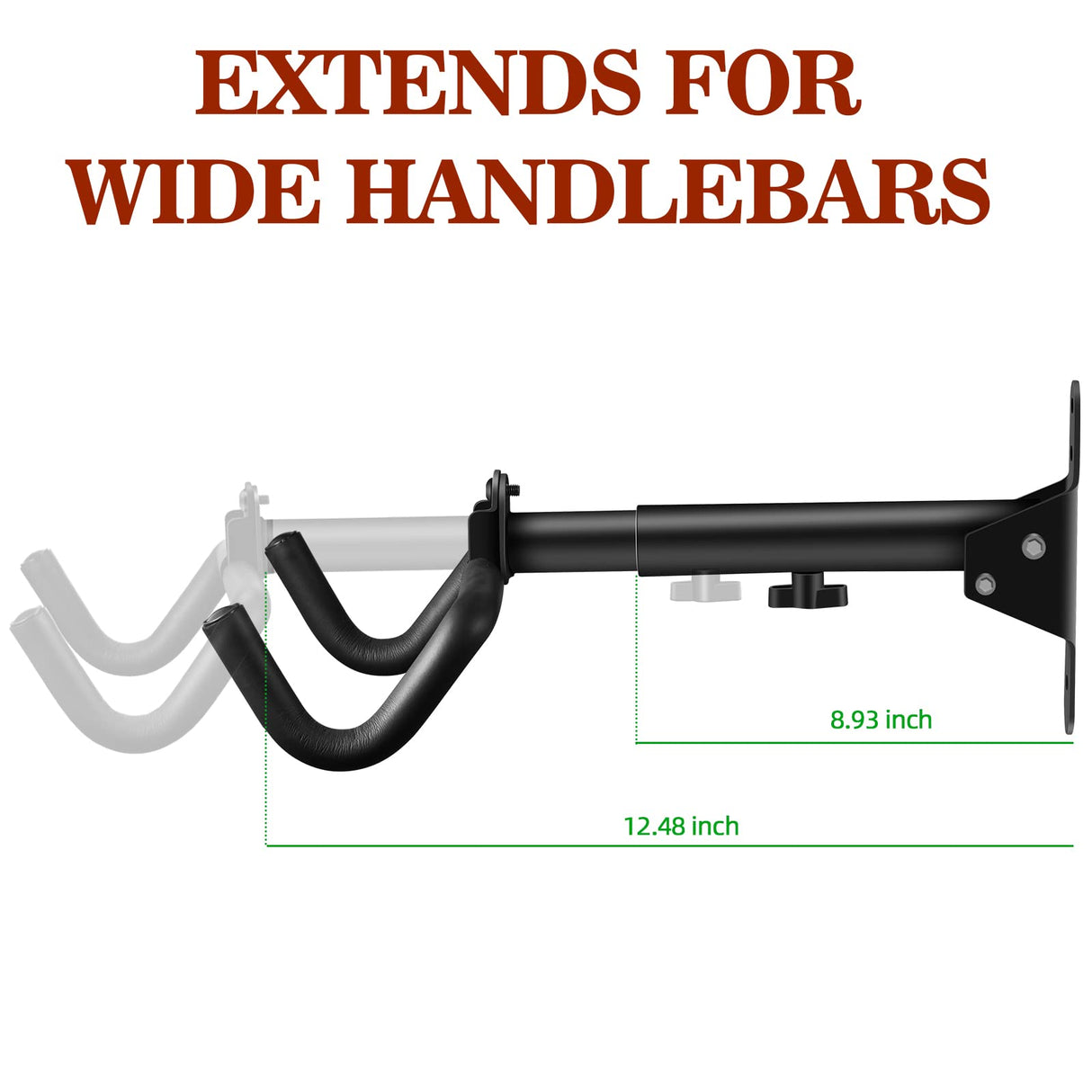 DIRZA Bike Wall Mount Garage Bike Rack Adjustable Bike Hanger Storage Bike in Garage Home,Horizontal Bike Hook Bike Holder for MTB,Road Bike,Hybrid DIRZA